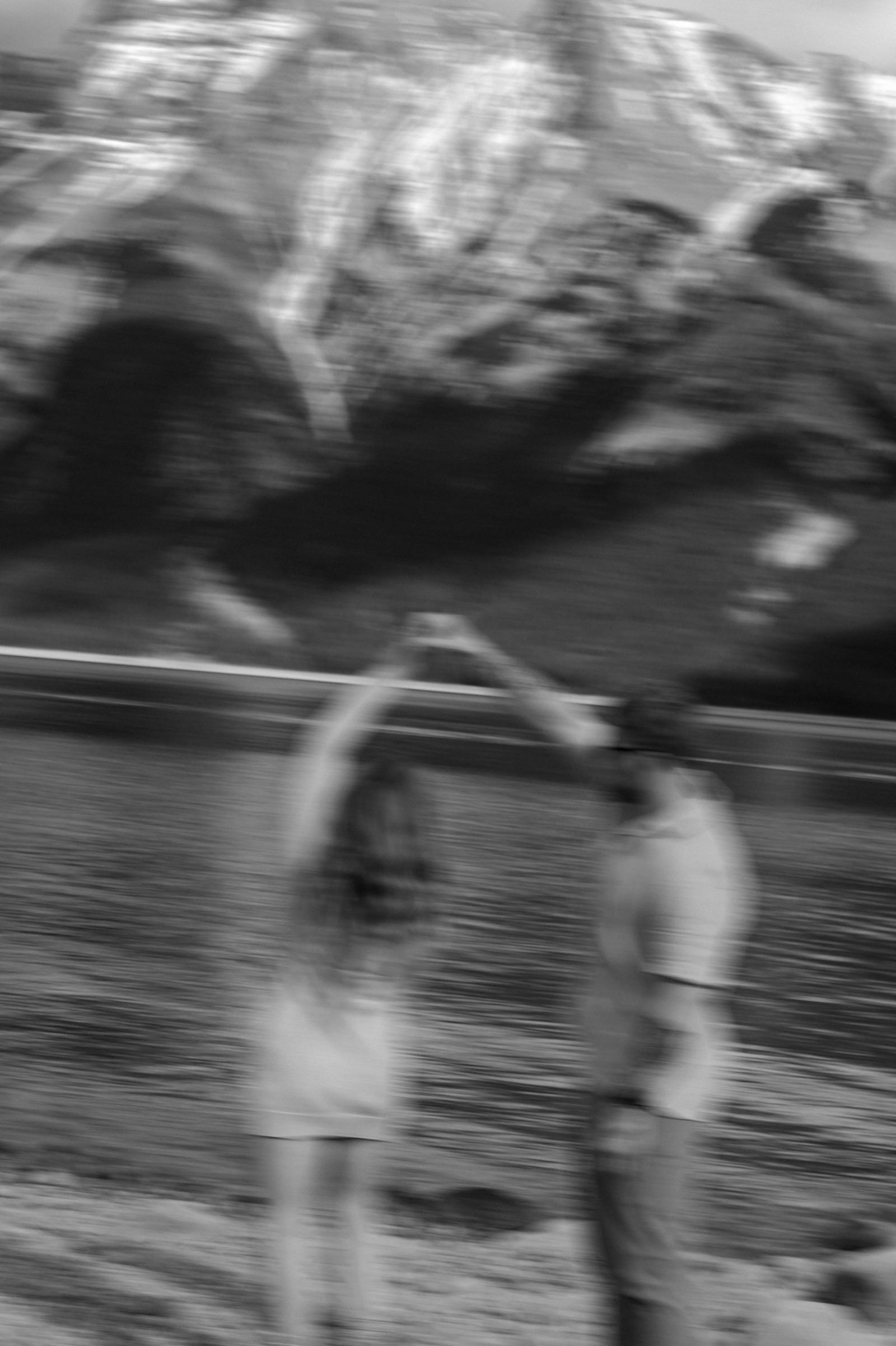 Sonya and Garrett engagement photo, black and white motion blur